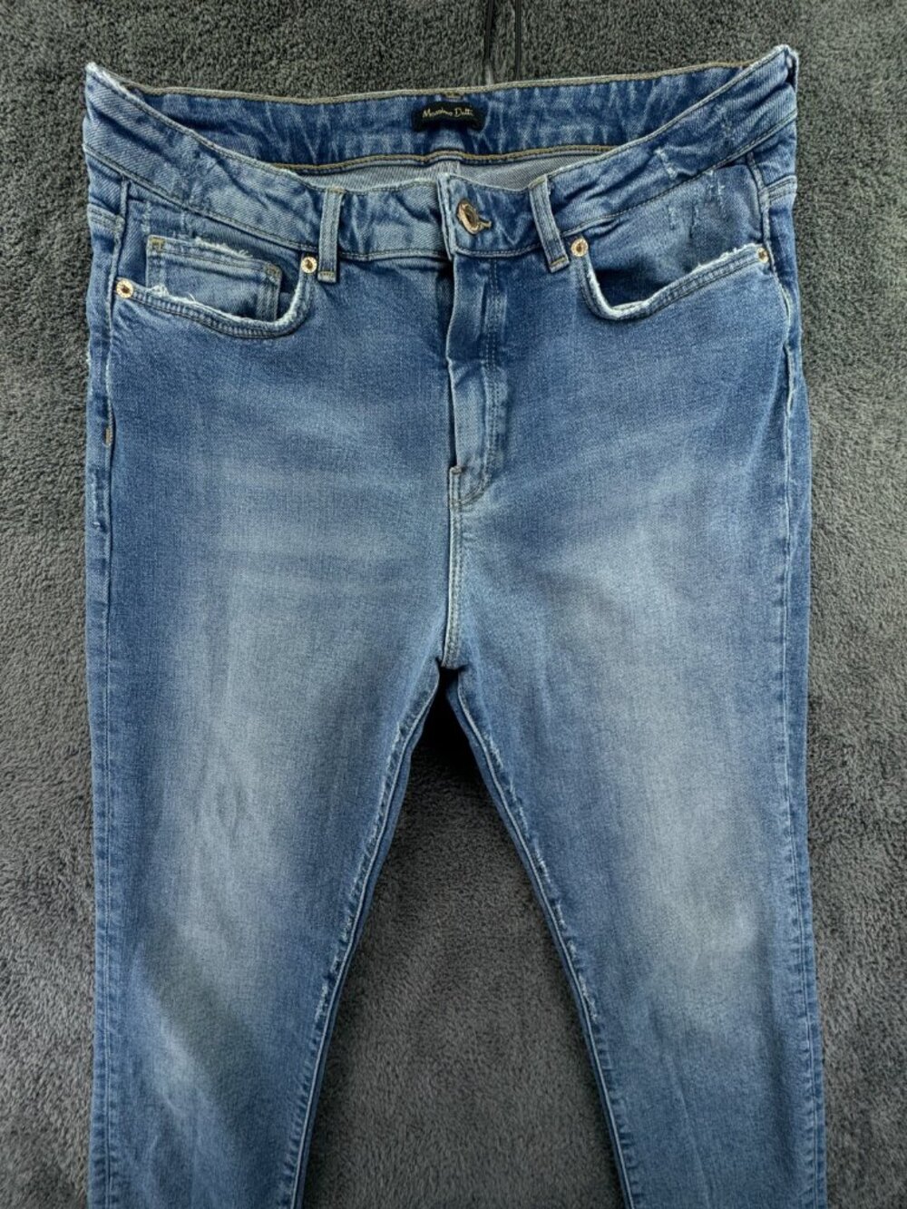 Massimo Dutti Women Size 10 Blue Denim Skinny Fit Jeans Cotton Blend Medium Wash
